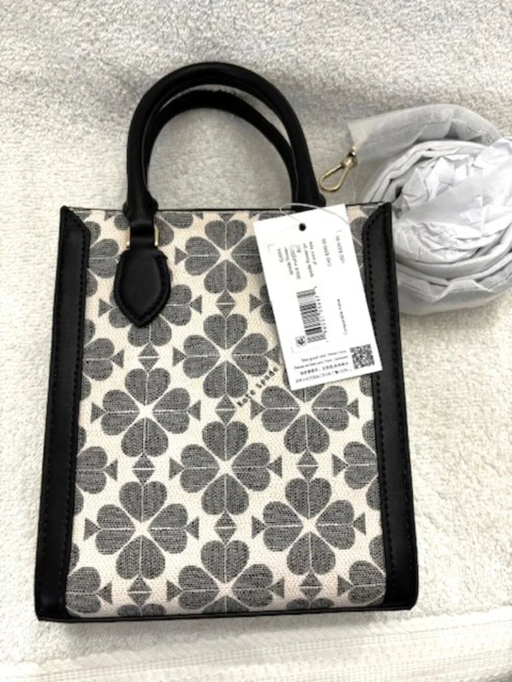kate spade New York Spade Flower black/cream mini tote NWT